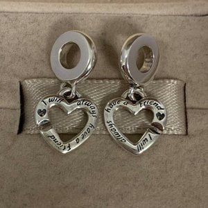 Pandora Linked Sister Hearts Split Dangle Charm